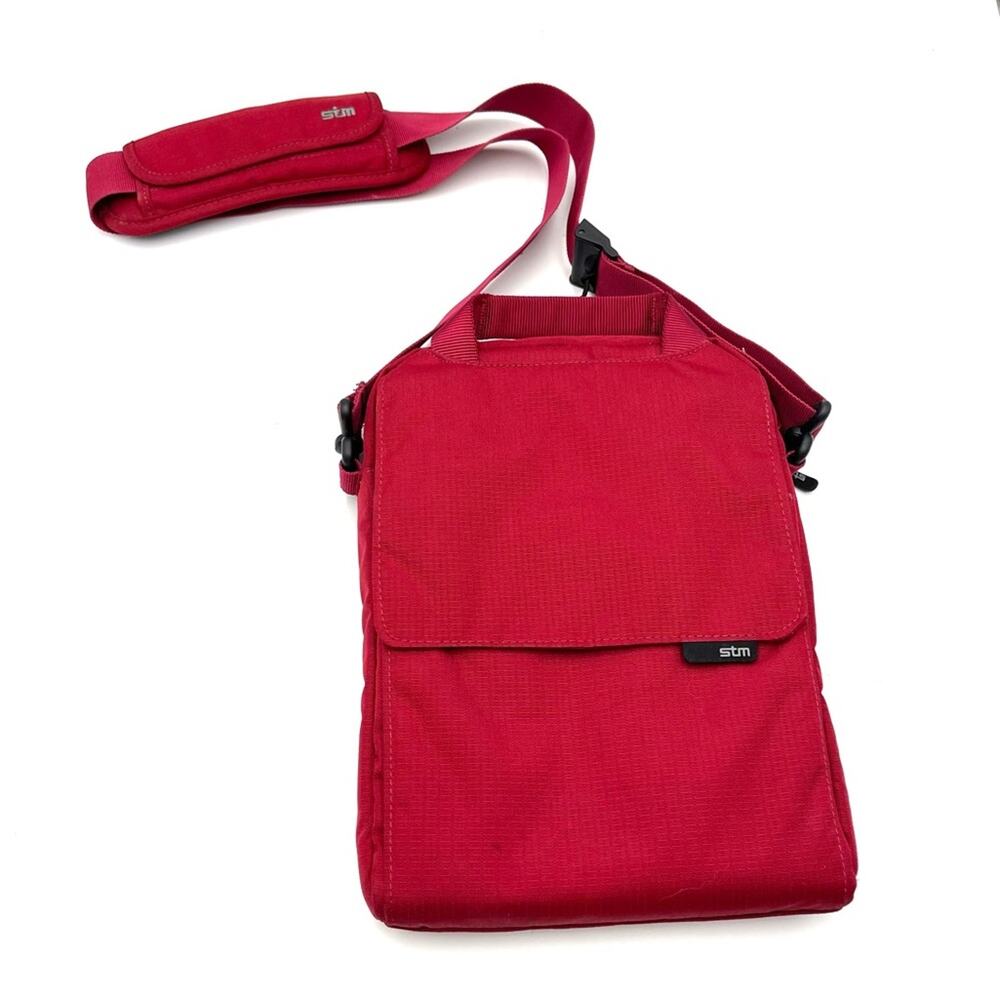 STM AUSTRALIA Laptop/IPad Travel Shoulder Bag padded interior red wine color MED - Picture 8 of 10